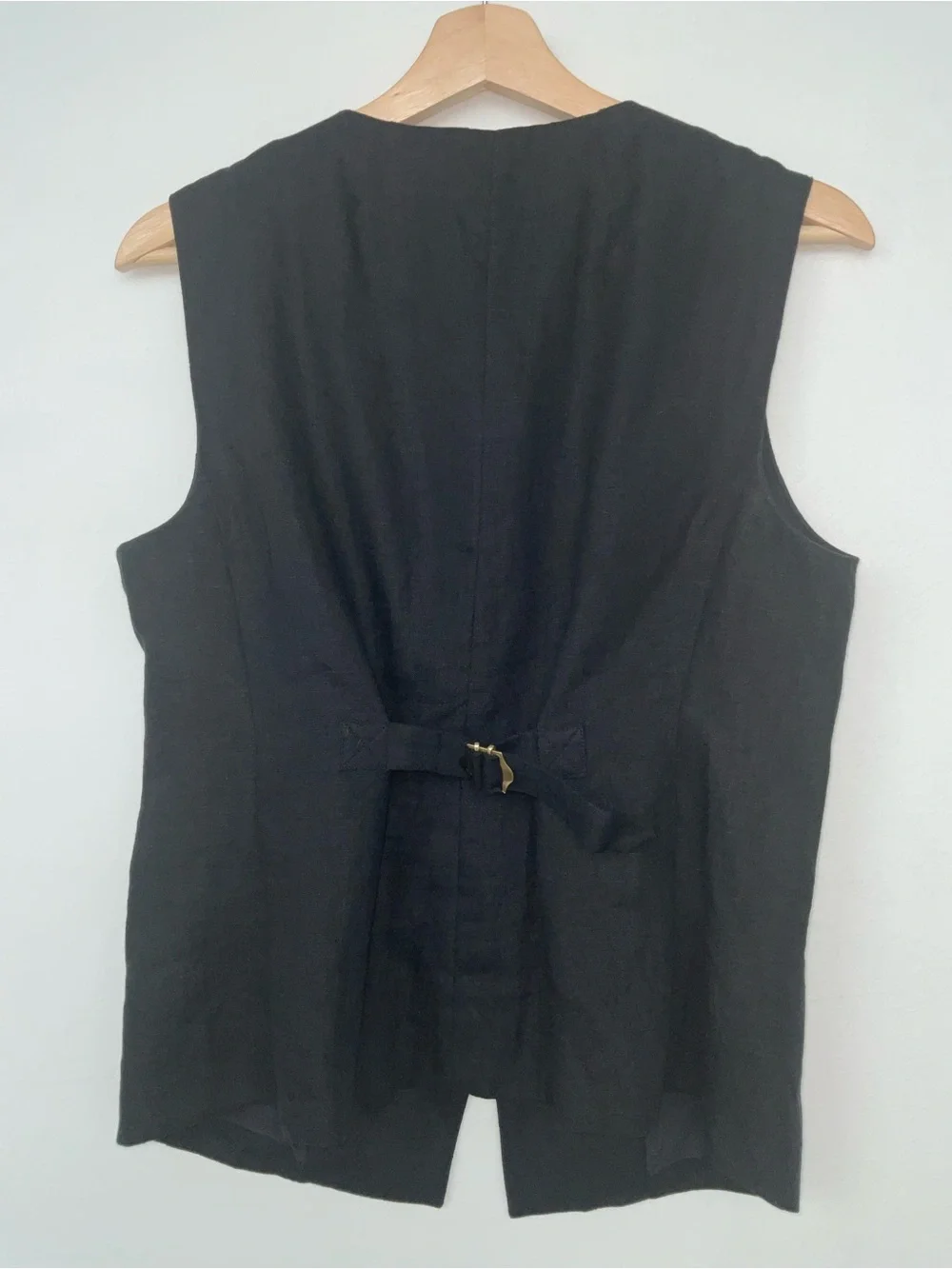 J. Crew Black Cutaway Linen Button-Front Vest